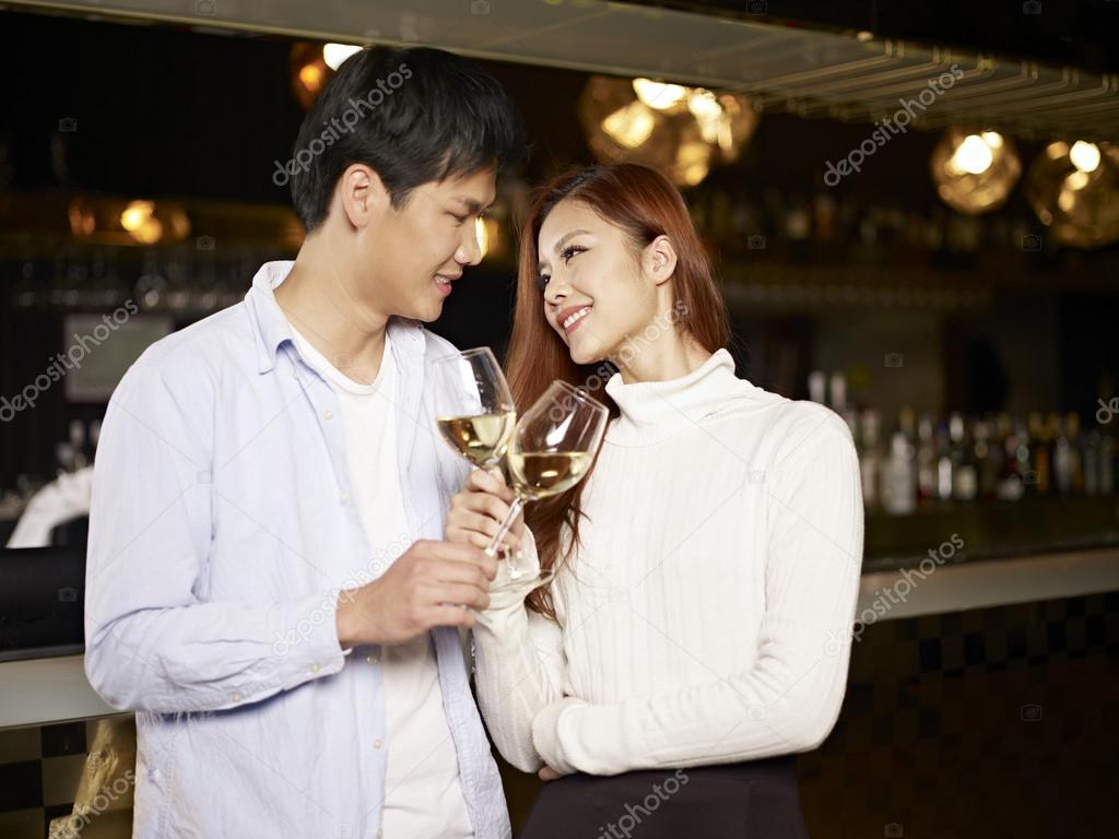 Young couple in bar