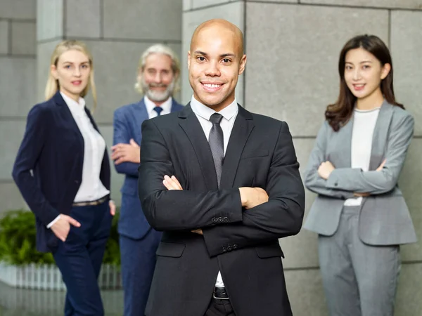 Portrait Team Multinational Multiethnic Corporate Business People Looking Camera Smiling — Fotografia de Stock