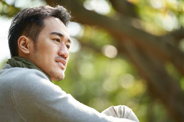 Outdoor Portrait Young Asian Adult Man Side View — Stockfoto