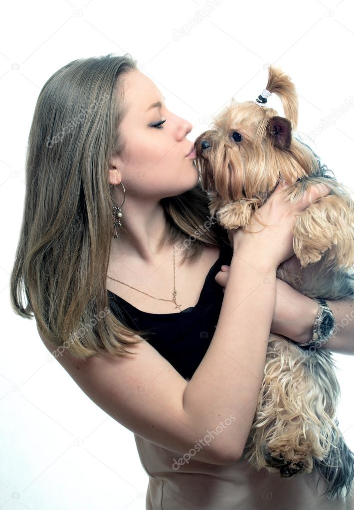 girl and dogs