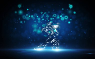 Dans eden çift ve parlayan ışıklar