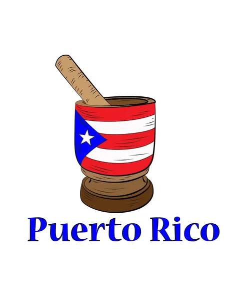 Mortar Simbol Tradisional Puerto Rico - Stok Vektor