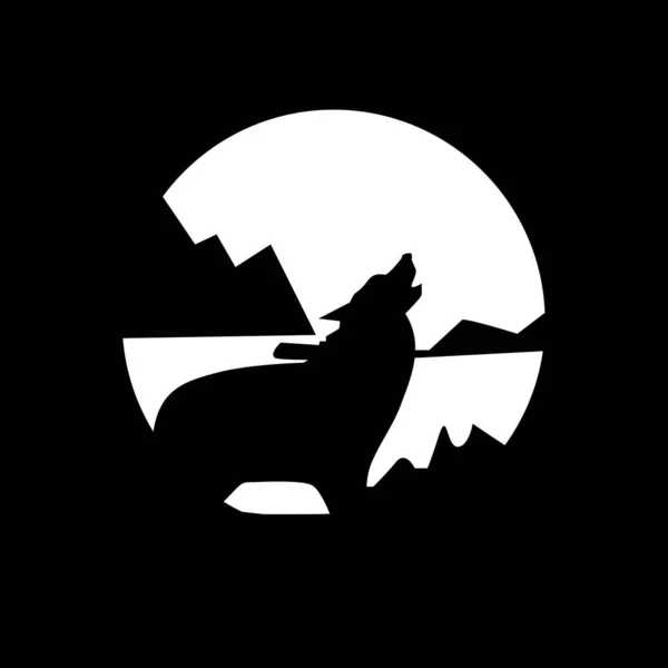 Loup Hurle Lune — Image vectorielle