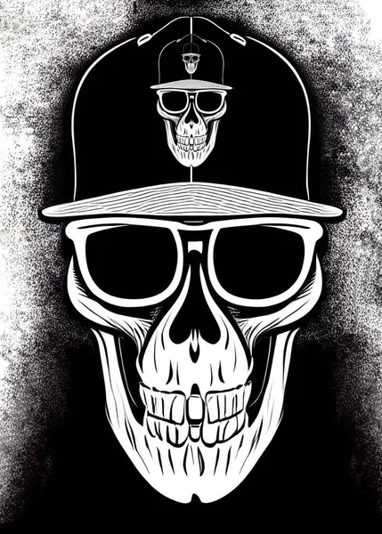 Calavera Con Gorra Béisbol —  Fotos de Stock