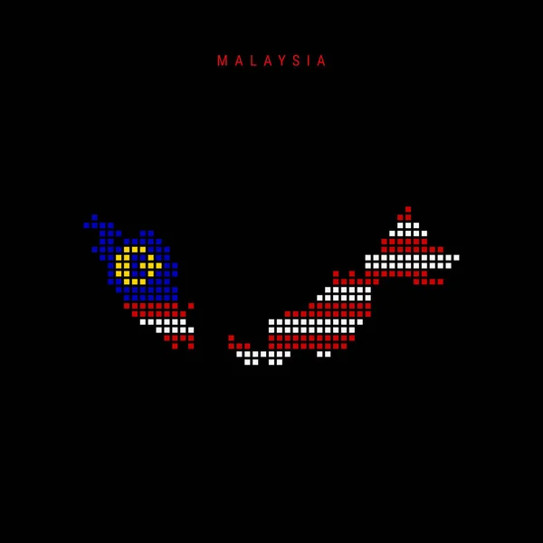 Mapa Patrón Puntos Cuadrados Malasia Mapa Píxeles Punteados Con Colores — Archivo Imágenes Vectoriales