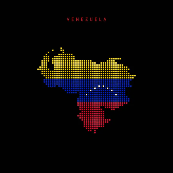 Carte Points Carrés Venezuela Carte Pixels Pointillés Avec Couleurs Drapeau — Image vectorielle