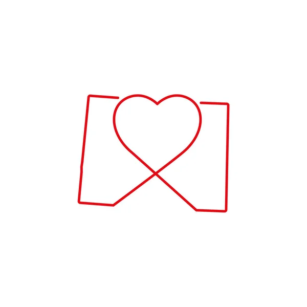 Colorado Stát Červená Obrysová Mapa Ručně Psaným Tvaru Srdce Nepřetržitý — Stockový vektor