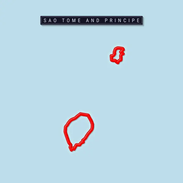 Sao Tome Und Principe Fett Umrissene Karte Glänzend Roter Rand — Stockvektor