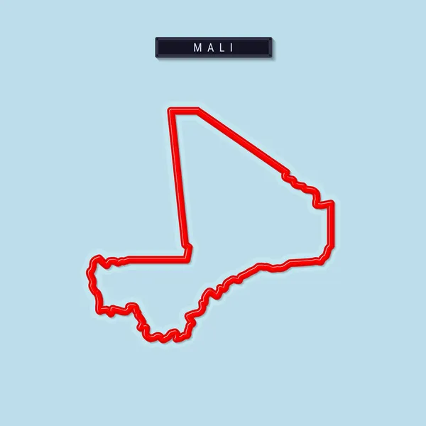 Malis Kühne Umrisskarte Glänzend Roter Rand Mit Weichem Schatten Länderkennzeichen — Stockvektor