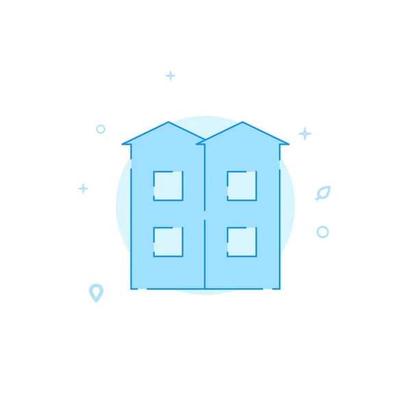 Townhouse Vektorsymbol Flache Illustration Bausymbol Linienstil Blaues Monochromes Design Essbarer — Stockvektor