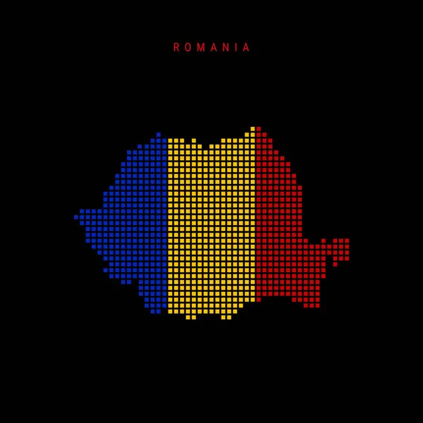 罗马尼亚的方点图 用黑色背景隔离国旗颜色的虚线象素图 矢量说明 — 图库矢量图片