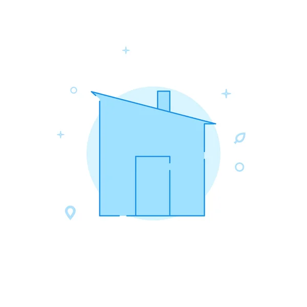 Fienile, icona vettoriale piatta del bagno. Simbolo dell'edificio, stile linea riempita. Disegno monocromatico blu. Ictus modificabile — Vettoriale Stock