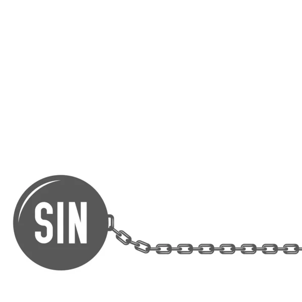 Sklave der Sünde Konzept. Gewichtssklave. Flache isolierte christliche Illustration — Stockvektor