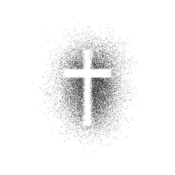 Spray tache graffiti croix silhouette. Illustration chrétienne isolée plate — Image vectorielle