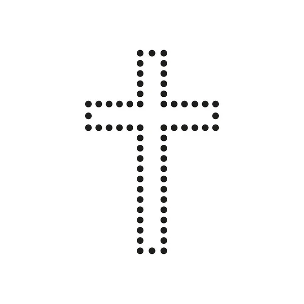 Krisztus keresztje pöttyök kontúrja formájában. Lapos elszigetelt keresztény illusztráció — Stock Vector