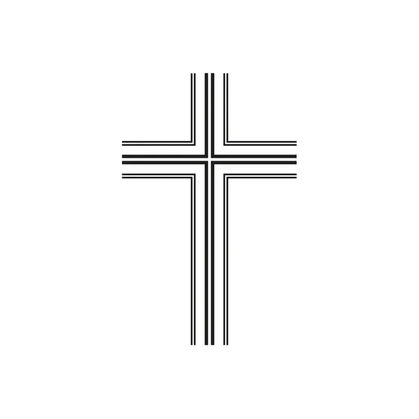 Vonalművészet Keresztény kereszt ikon. Lapos elszigetelt keresztény illusztráció — Stock Vector