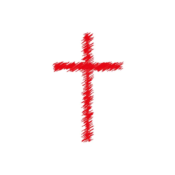 Red scribble cross. Flat isolated Christian illustration Ilustrações De Stock Royalty-Free