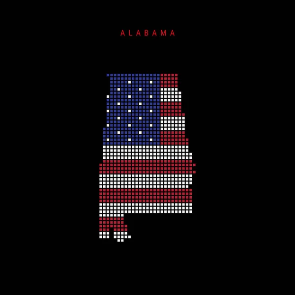 Mapa Alabama Puntos Cuadrados Mapa Píxeles Punteados Con Colores Bandera — Vector de stock
