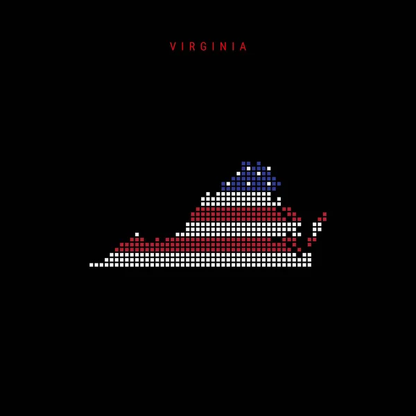 Vierkante stippen patroon kaart van Virginia. Dotted pixel kaart met Amerikaanse vlag kleuren. Vectorillustratie — Stockvector