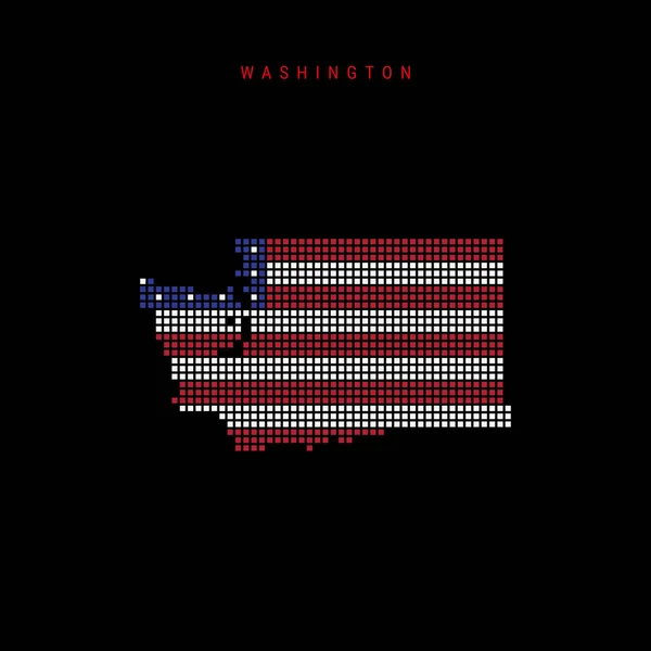 Piazza puntini mappa del modello di Washington. Mappa dei pixel punteggiata con colori della bandiera degli Stati Uniti. Illustrazione vettoriale — Vettoriale Stock