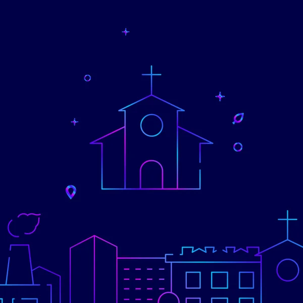 Часовня, икона градиентной линии христианской церкви, векторная иллюстрация зданий — стоковый вектор