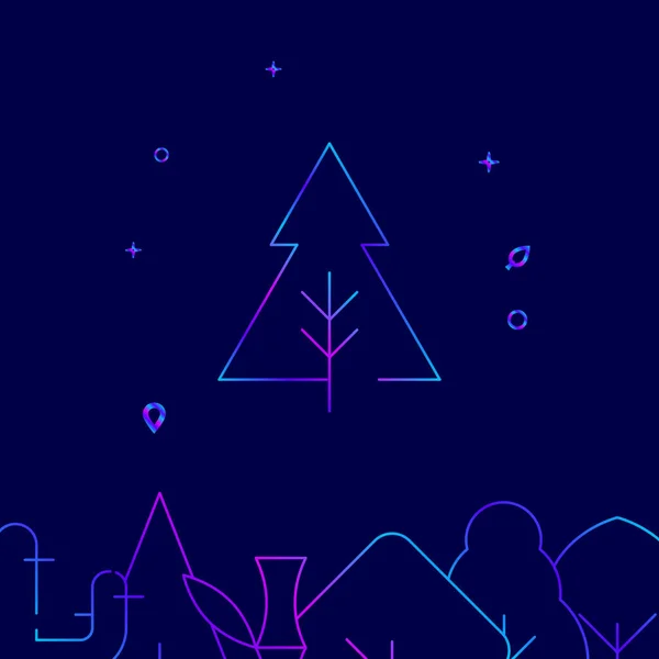 Albero di Natale triangolare icona linea gradiente, illustrazione vettoriale — Vettoriale Stock