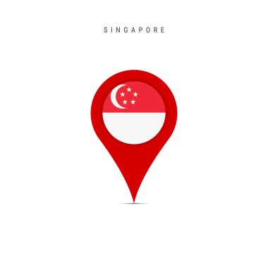 Singapur bayrağıyla birlikte gözyaşı damlası haritası. Düz vektör çizimi beyaz üzerine izole edildi