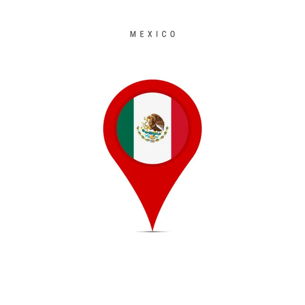 メキシコの旗で地図マーカーをドロップします。白で区切られたフラットベクトルイラスト — ストックベクタ