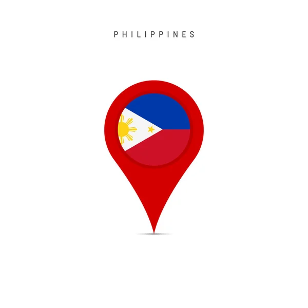 Marcatore mappa a goccia con bandiera delle Filippine. Illustrazione vettoriale piatta isolata su bianco — Vettoriale Stock