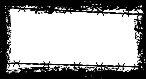 Grunge black frame. Ohraničení ostnatého drátu. Plochá vektorová ilustrace izolovaná na bílé — Stockový vektor