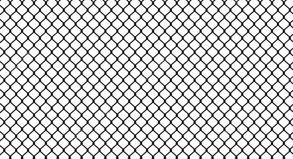 Chain link fence silhouette texture. Flat vector illustration isolated on white
