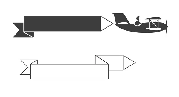 Modèle de bannière avion. Illustration vectorielle plate isolée sur blanc — Image vectorielle