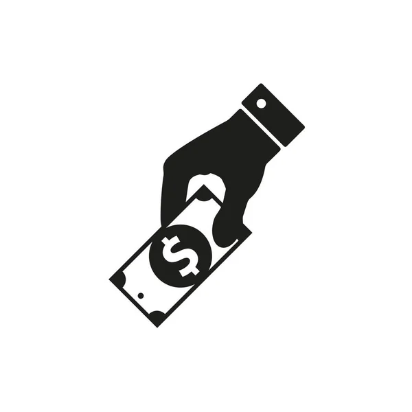 Ręka trzyma banknot dolarowy. Płaska ilustracja wektor izolowane na białym — Wektor stockowy