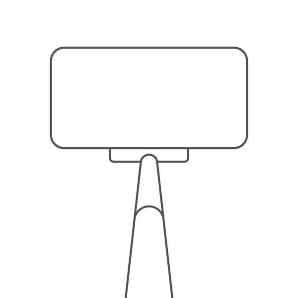 Smartphone en un selfie stick. Ilustración vectorial de línea plana aislada en blanco — Vector de stock