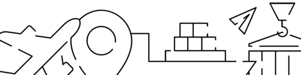 Banner horizontal de carga y envío relacionado o plantilla de borde. Ilustración vectorial de línea plana aislada en blanco — Archivo Imágenes Vectoriales