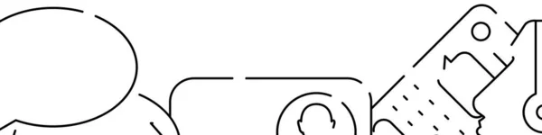 Messagerie en ligne bannière horizontale ou modèle de bordure connexe. Illustration vectorielle en ligne plate isolée sur blanc — Image vectorielle