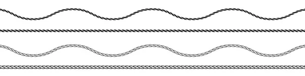 真っ直ぐで波状のロープ。白で区切られたフラットベクトルイラスト — ストックベクタ