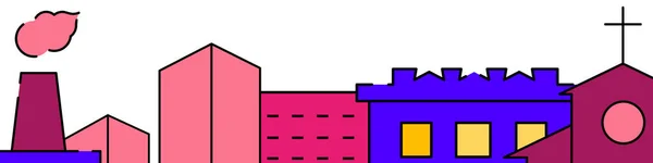 Noite Cityscape Relacionado Banner Horizontal Fundo Modelo Borda Inferior Ilustração — Vetor de Stock