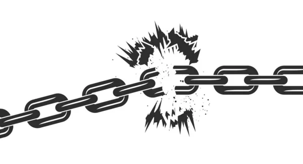 Broken steel chain links. Freedom concept. Flat vector illustration isolated on white — Stock Vector
