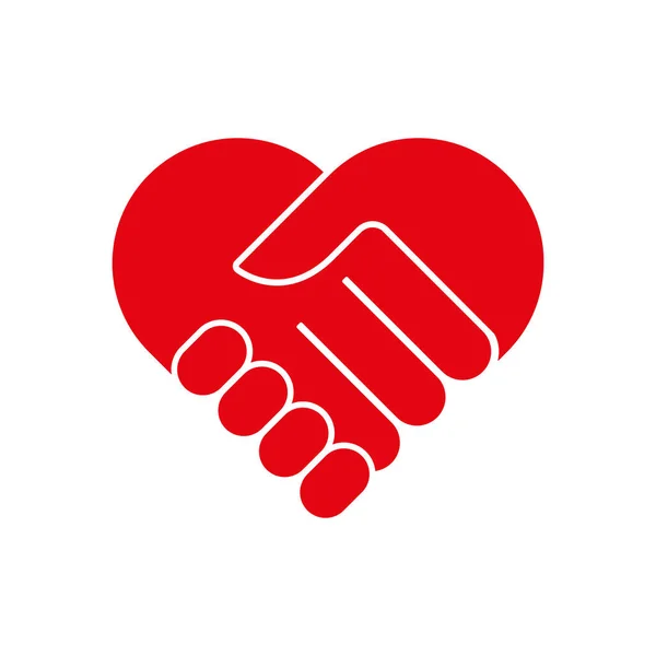 Un cuore, due palmi della mano, simbolo di amore premuroso. Illustrazione vettoriale piatta isolata su bianco — Vettoriale Stock