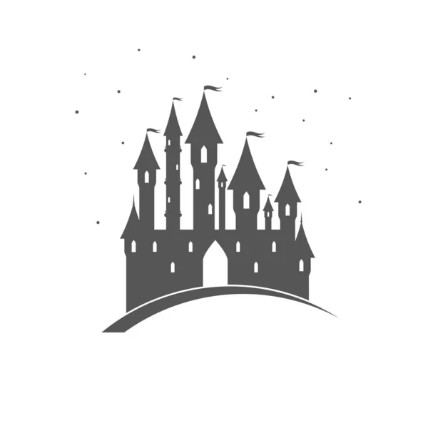 Princess multi-towered fairytale castle. Flat vector illustration isolated on white Stock Vector