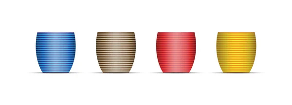 Conjunto de vaso de flores vazio. ilustração vetorial 3D realista isolado em branco —  Vetores de Stock