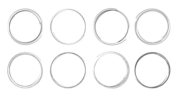 Hand drawn circle set. Flat vector illustration isolated on white — Stock Vector