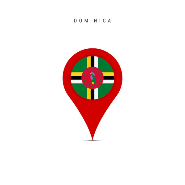Könnycsepp térkép marker a Dominica zászlóval. Lapos vektor illusztráció elszigetelt fehér — Stock Vector