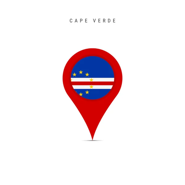 Teardrop map marker with flag of Cape Verde. Flat vector illustration isolated on white — Stock Vector