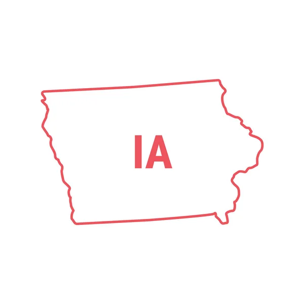Iowa Amerikaanse staatskaart rode omtrek grens. Vector illustratie. Tweeletterige afkorting — Stockvector