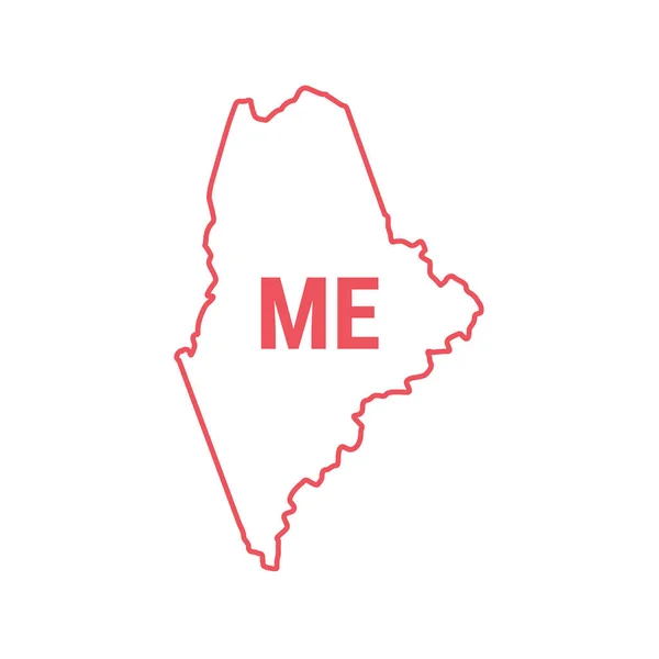 Carte de l'état du Maine, frontière rouge. Illustration vectorielle. Abréviation d'état à deux lettres — Image vectorielle