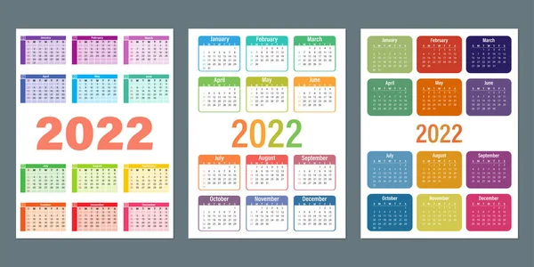 Kalender Untuk 2022 Telah Ditetapkan Koleksi Templat Vektor Desain Sederhana - Stok Vektor