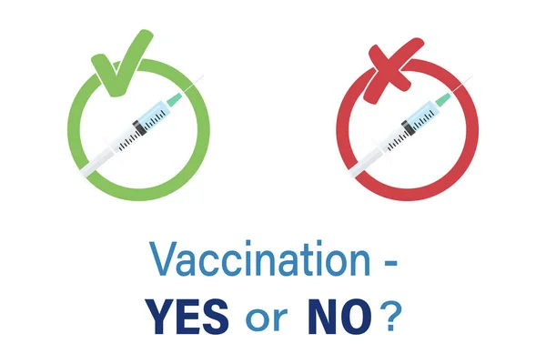 Volba Očkování Ano Nebo Očkovací Značka Povolujícím Zeleném Kruhu Nápis — Stockový vektor