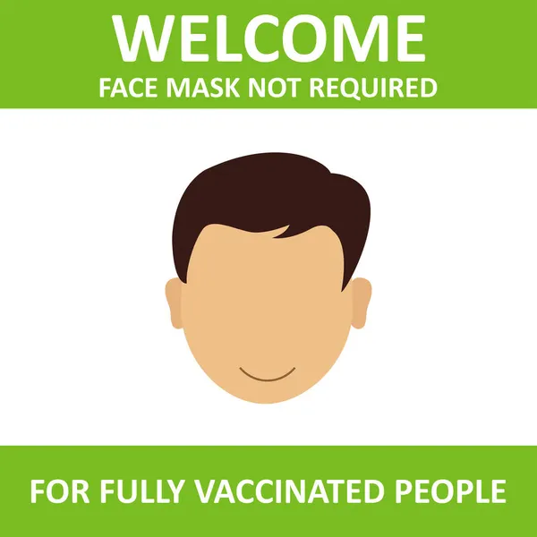 Maschera Viso Non Necessaria Persone Completamente Vaccinate Covid Banner Illustrazione — Vettoriale Stock